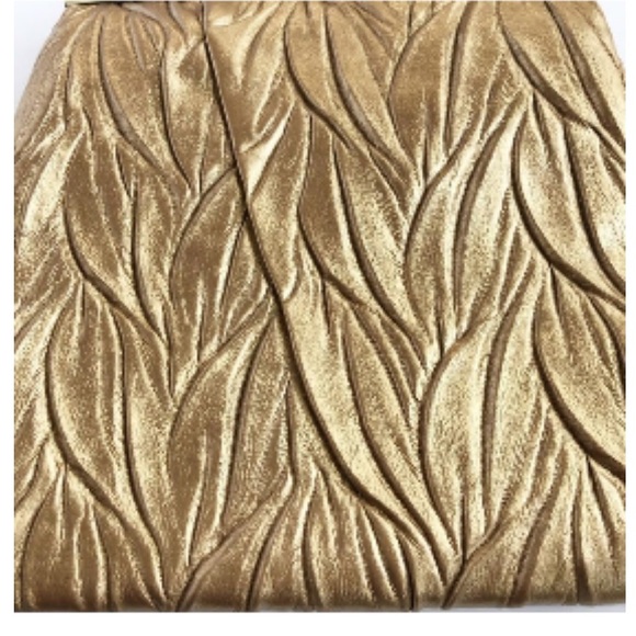Vintage Jessica McClintock Gunne Sax Gold Metallic Leaf Texture Leather Purse - Picture 5 of 5
